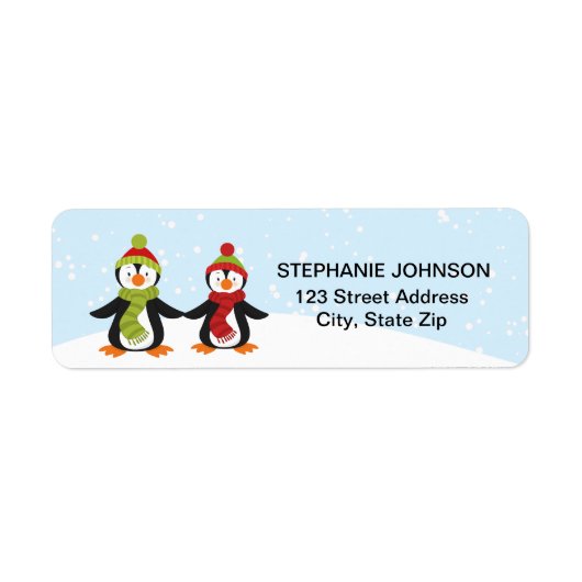 Penguins Winter Wonderland Adresetiketten Etiket (Voorkant)