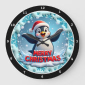 Penguin's Winter Wonderland" - Schattige Kerstfees Grote Klok (Voorkant)