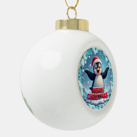 Penguin's Winter Wonderland" - Schattige Kerstfees Keramische Bal Ornament (Links)