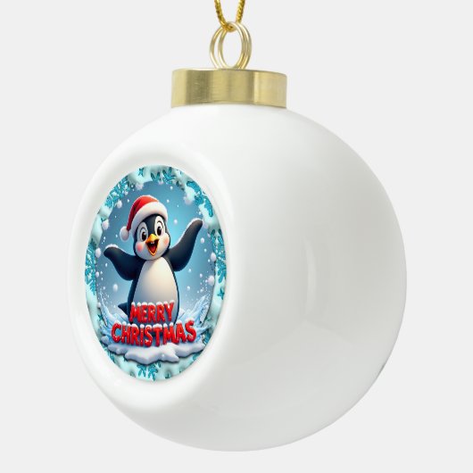 Penguin's Winter Wonderland" - Schattige Kerstfees Keramische Bal Ornament (Rechts)
