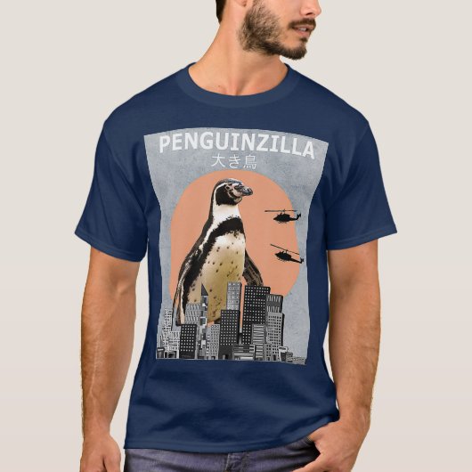 Penguinzilla Penguin Bird Funny Gift T-shirt (Voorkant)