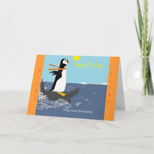 Pengy de Penguin Birthday Card. Kaart