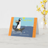 Pengy de pinguïn verjaardag Kaart. Kaart (Gele Bloem)