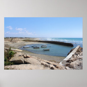 Penhors Harbour en Bay, Bretagne, Frankrijk Poster