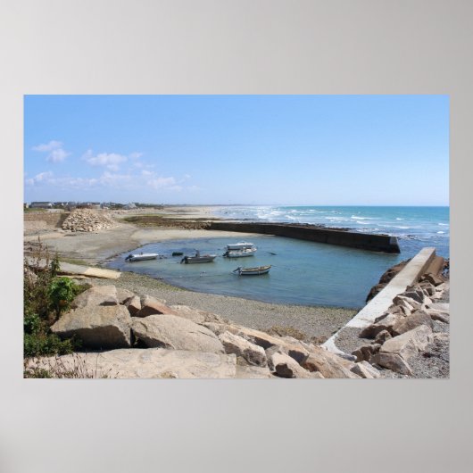 Penhors Harbour en Bay, Bretagne, Frankrijk Poster (Voorkant)
