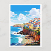 Peniche Portugal vintage reisillustratie Briefkaart (Voorkant)