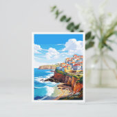 Peniche Portugal vintage reisillustratie Briefkaart (Staand voorkant)