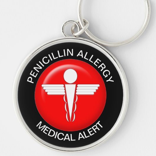 Penicillin Allergy Medical Alert - Button Sleutelh Sleutelhanger (Voorkant)
