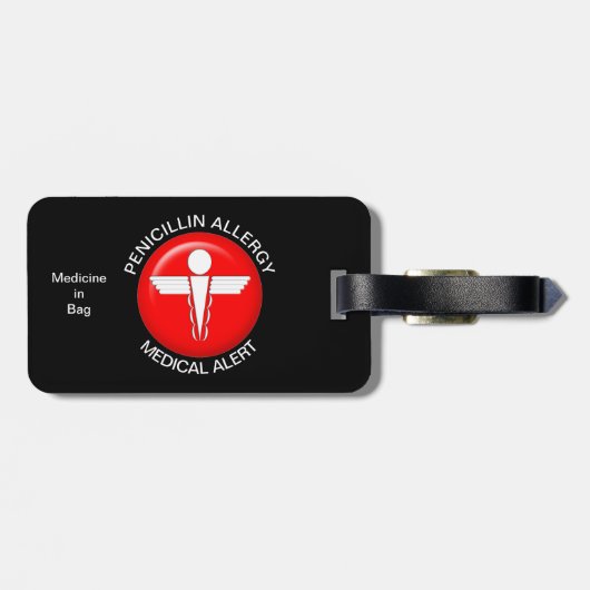Penicillin Allergy Medical Alert Luggage Tag Bagagelabel (Achterkant horizontaal)