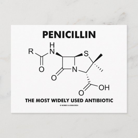 Penicillin most Widely used antibiotic (Chemistry) Briefkaart (Voorkant)