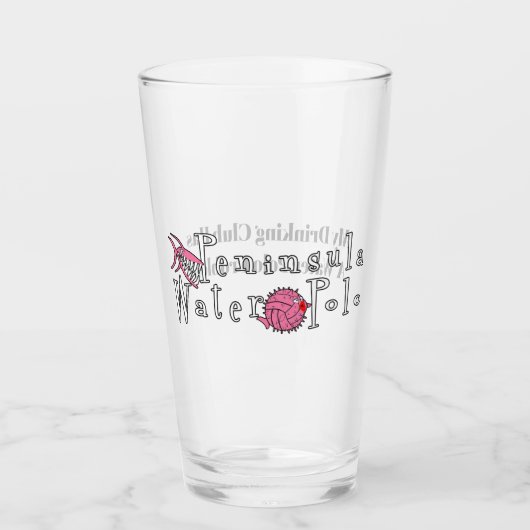 Peninsula Water Polo Logo Pint Glass Glas (Voorkant)