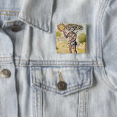Penitent man in India Vierkante Button 5,1 Cm (In situ)