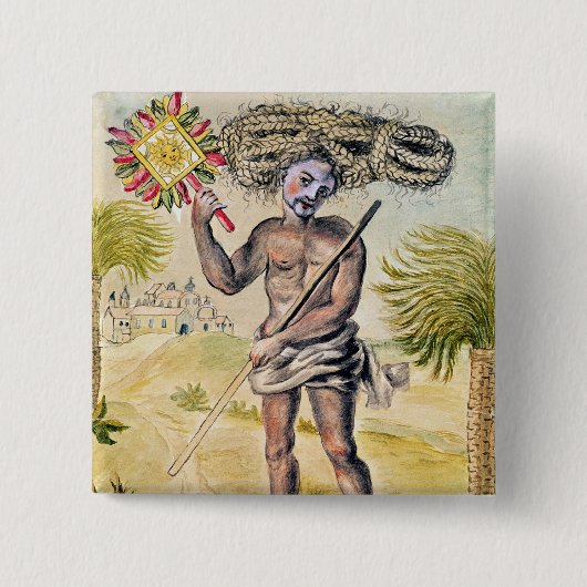 Penitent man in India Vierkante Button 5,1 Cm (Voorkant)