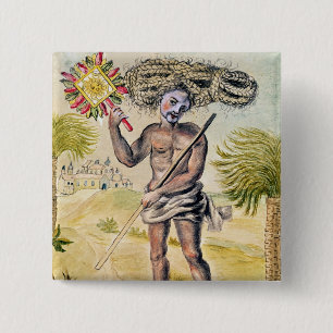 Penitent man in India Vierkante Button 5,1 Cm