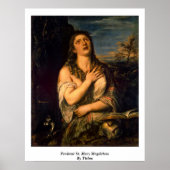 Penitent St. Mary Magdalene door Titiaan Poster (Voorkant)