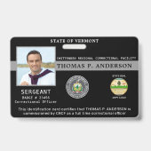 Penitentiair Medewerker Foto Professionele Gevange Badge (Voorzijde)