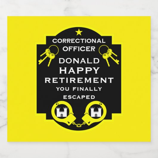 Penitentiaire correctionele ambtenaar pensioen sparkling wijnetiket (Enkel label)