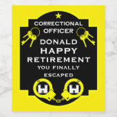 Penitentiaire correctionele ambtenaar pensioen wijn etiket (Enkel label)