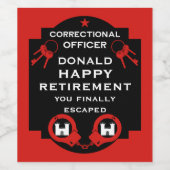 Penitentiaire correctionele ambtenaar pensioen wijn etiket (Enkel label)