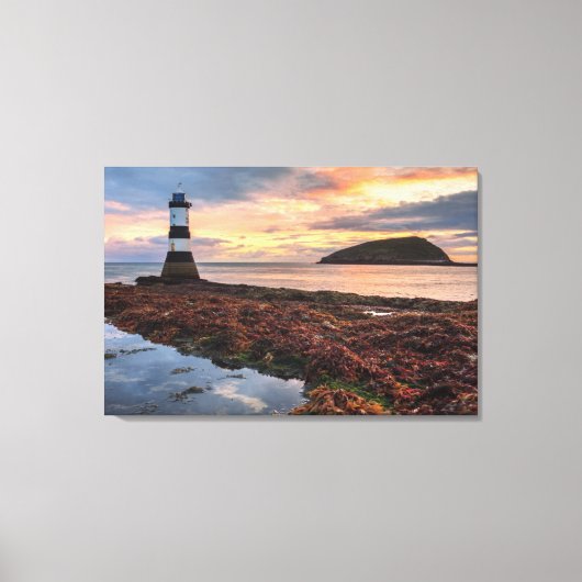 Penmon Lighthouse Sunrise | Puffin Island Canvas Afdruk (Voorkant)
