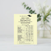 Penn Central Railroad Metroliner Timtable Briefkaart (Staand voorkant)