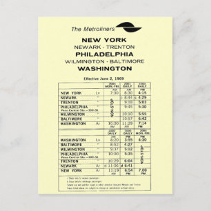 Penn Central Railroad Metroliner Timtable Briefkaart