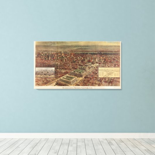  Penn-station en NYC-omringingskaart Canvas Afdruk (Insitu (Houten vloer))