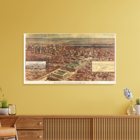  Penn-station en NYC-omringingskaart Canvas Afdruk (Insitu (Woonkamer))
