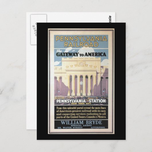 Penn Station, Gateway to America 1929 Briefkaart (Voorkant / Achterkant)