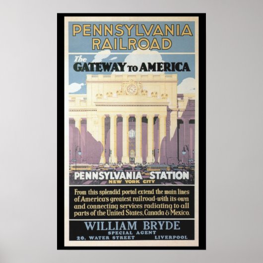Penn Station, Gateway to America 1929 Poster Print (Voorkant)