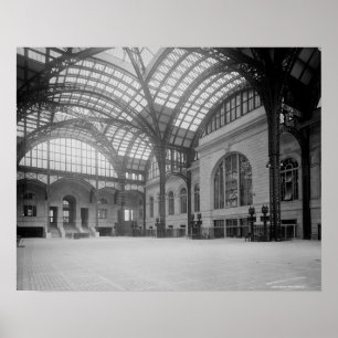 Penn Station Main Concourse, 1915. Oude foto Poster