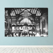 Penn Station New York City 1910 (zwart-wit) Canvas Afdruk (Insitu (Houten vloer))