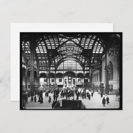 Penn Station NYC 1910 Magic Lantern Slide Briefkaart (Voorkant / Achterkant)