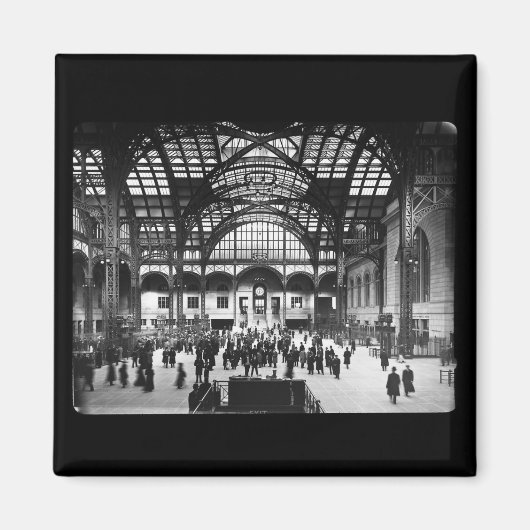 Penn Station NYC 1910 Magic Lantern Slide Magneet (Voorkant)