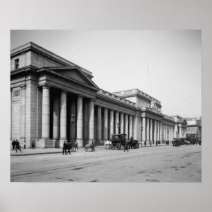 Penn Station oostgevel, 1910. Antieke foto Poster