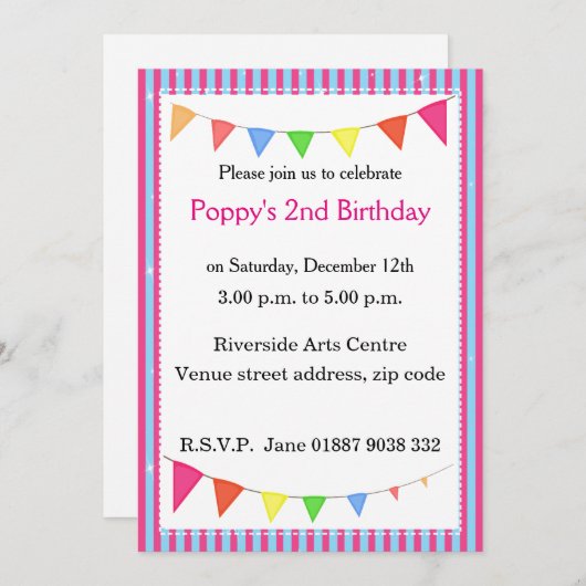 Pennant Party-uitnodiging Kaart (Voorkant / Achterkant)