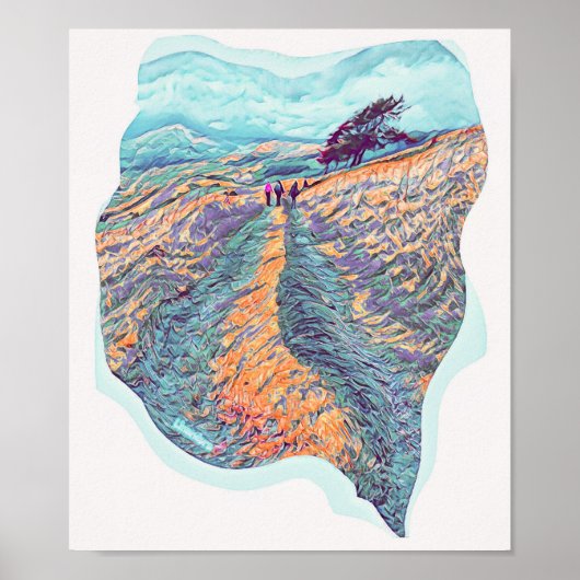 Pennant Valley Road in Turquoise en Oranje Poster (Voorkant)