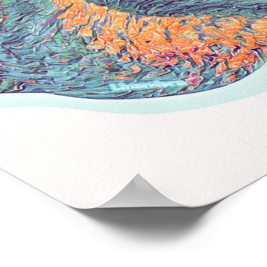 Pennant Valley Road in Turquoise en Oranje Poster (Hoek)