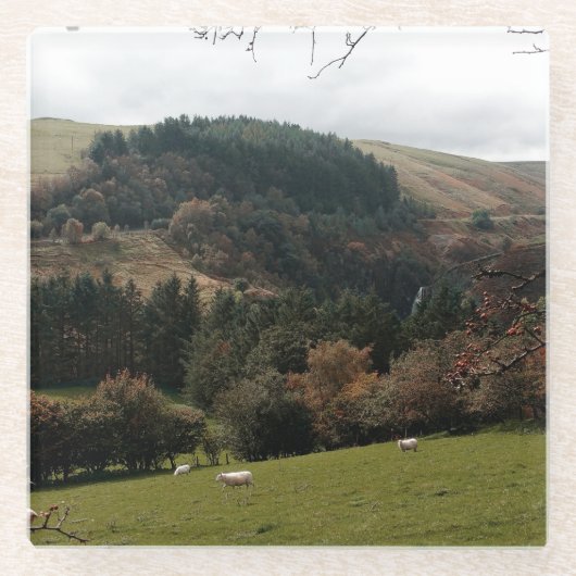 Pennant Valley Wales Glazen Onderzetter (Voorkant)