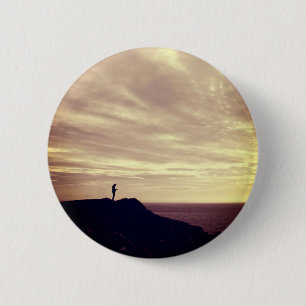 Pennard kliffs bij zonsondergang, Gower, Swansea Ronde Button 5,7 Cm