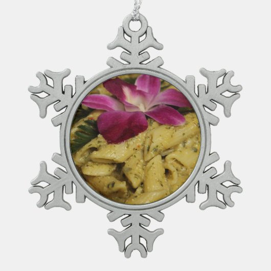 Penne Pasta Dish Tin Sneeuwvlok Ornament (Voorkant)