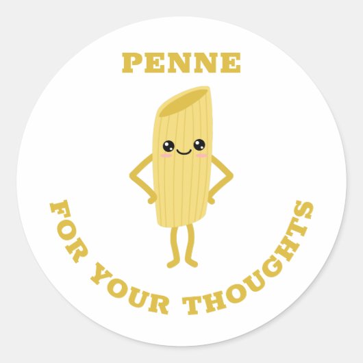 Penne voor je gedachten ronde sticker (Voorkant)