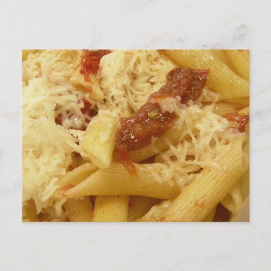 Pennedeegwaren, tomaten en kaas briefkaart (Voorkant)