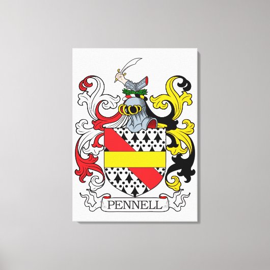 Pennell Family Crest Canvas Afdruk (Voorkant)