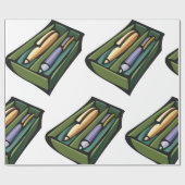 Pennen in een doos cadeaupapier (Vlak)