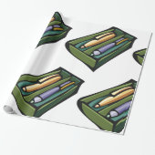 Pennen in een doos cadeaupapier (Uitgerold)