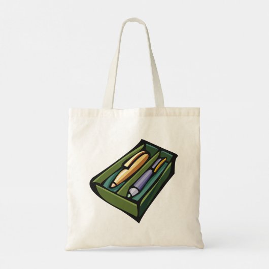 Pennen in een doos tote bag (Achterkant)