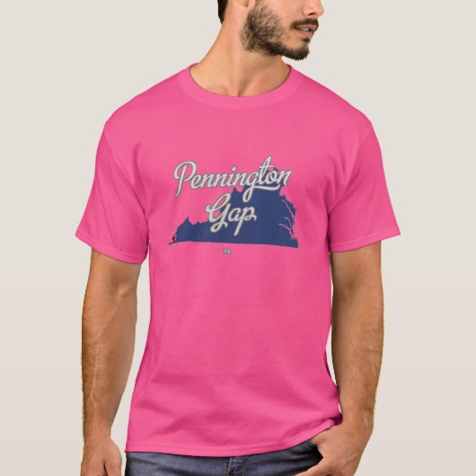 Pennington Gap Virginia VA Kaart T-shirt (Voorkant)