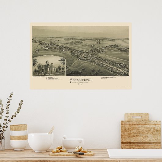 Pennsburgh, PA Panoramic Map - 1894 Poster (Keuken)