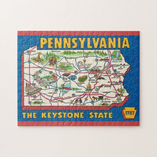 Pennsylvania 11x14 legpuzzelkaart legpuzzel (Horizontaal)